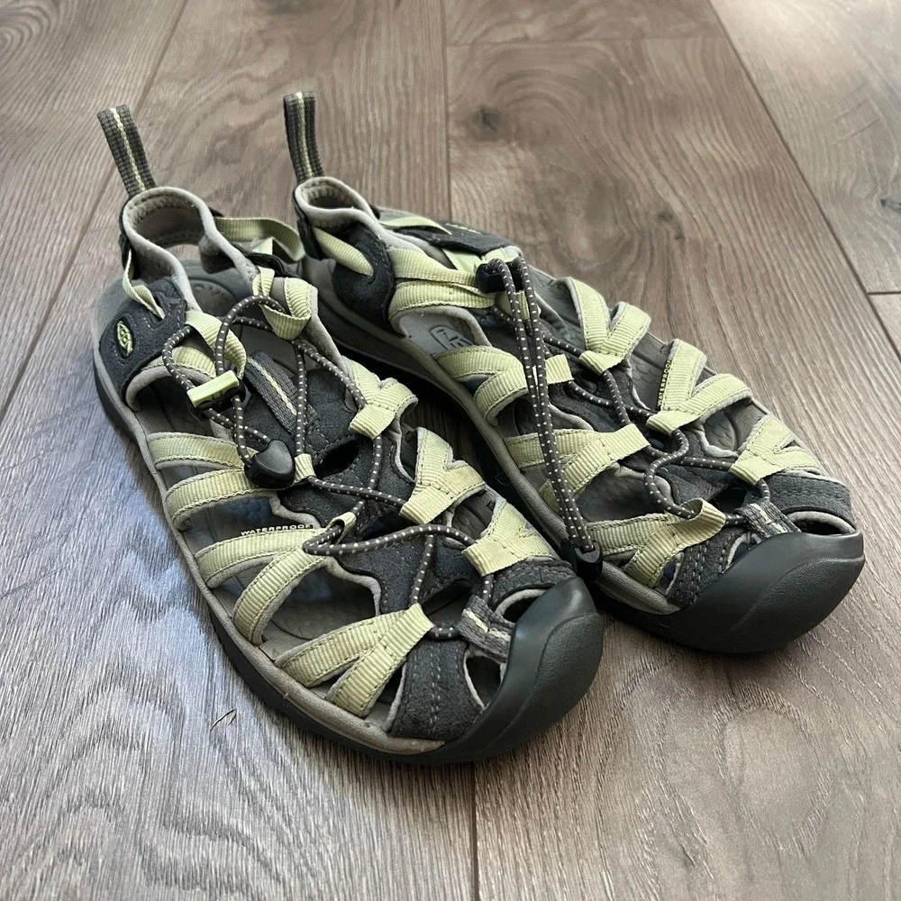 Keen Whisper Waterproof Sandals Womens 9 Sage Green Gray Hiking Water Shoes